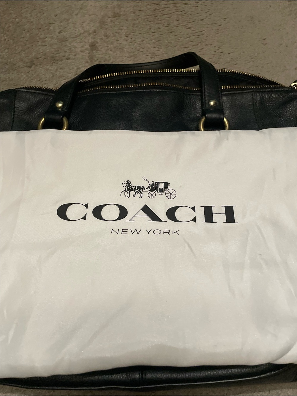 Coach Black Leather Satchel with Gold-Tone Hardware